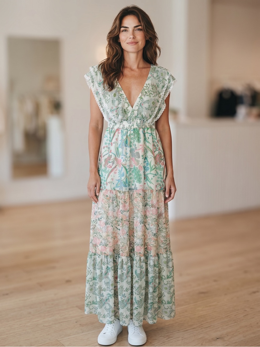 House of Harlow 1960 Floral Tiered Maxi Dress XS
